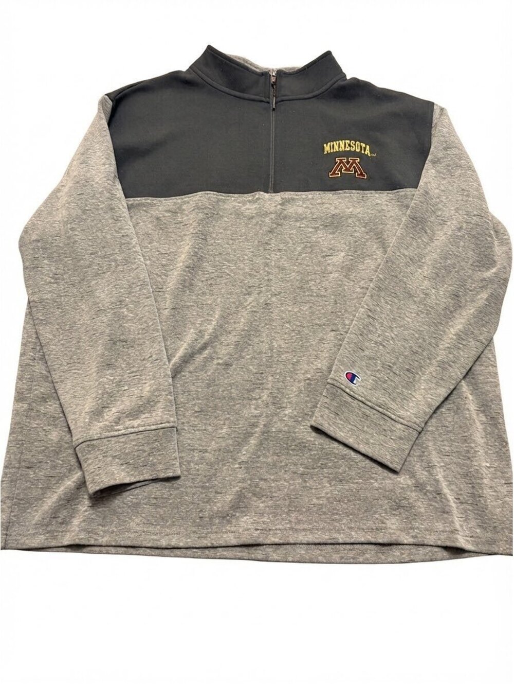 Champion University of MN Golden Gophers 1/4 Zip Sweatshirt Gray Navy Men’s 2XL
